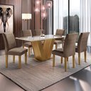 Ver imagem 1 de Conjunto Sala de Jantar Mesa Tampo de Vidro 6 Cadeiras Espanha Yescasa