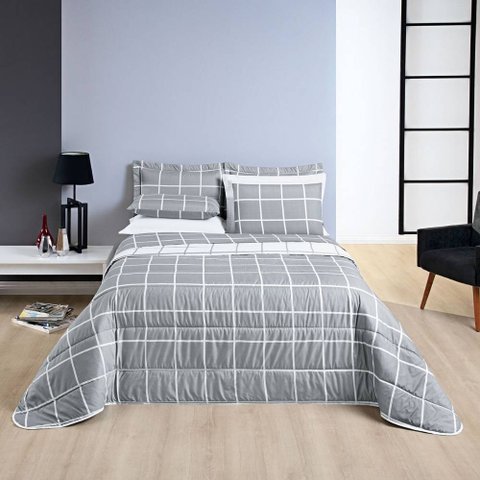 Cobre Leito Austin King 03 Peças - Cinza