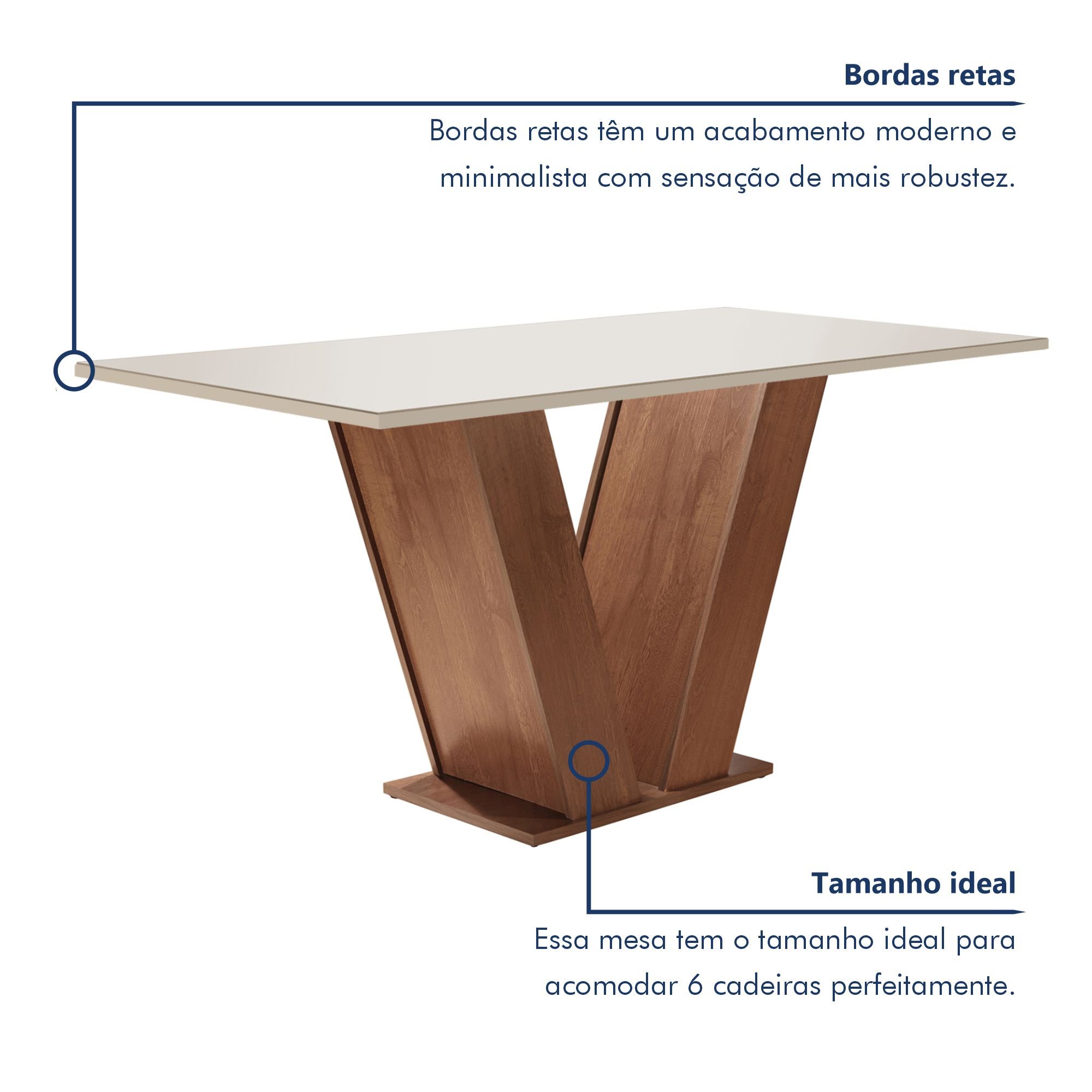 Conjunto Sala de Jantar Mesa Tampo de Vidro 6 Cadeiras Espanha Yescasa - 4