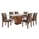 Ver imagem 3 de Conjunto Sala de Jantar Mesa com 6 Cadeiras Vidro e MDF Espanha Yescasa Marrom
