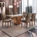 Ver imagem 1 de Conjunto Sala de Jantar Mesa Tampo de Vidro 6 Cadeiras Espanha Yescasa