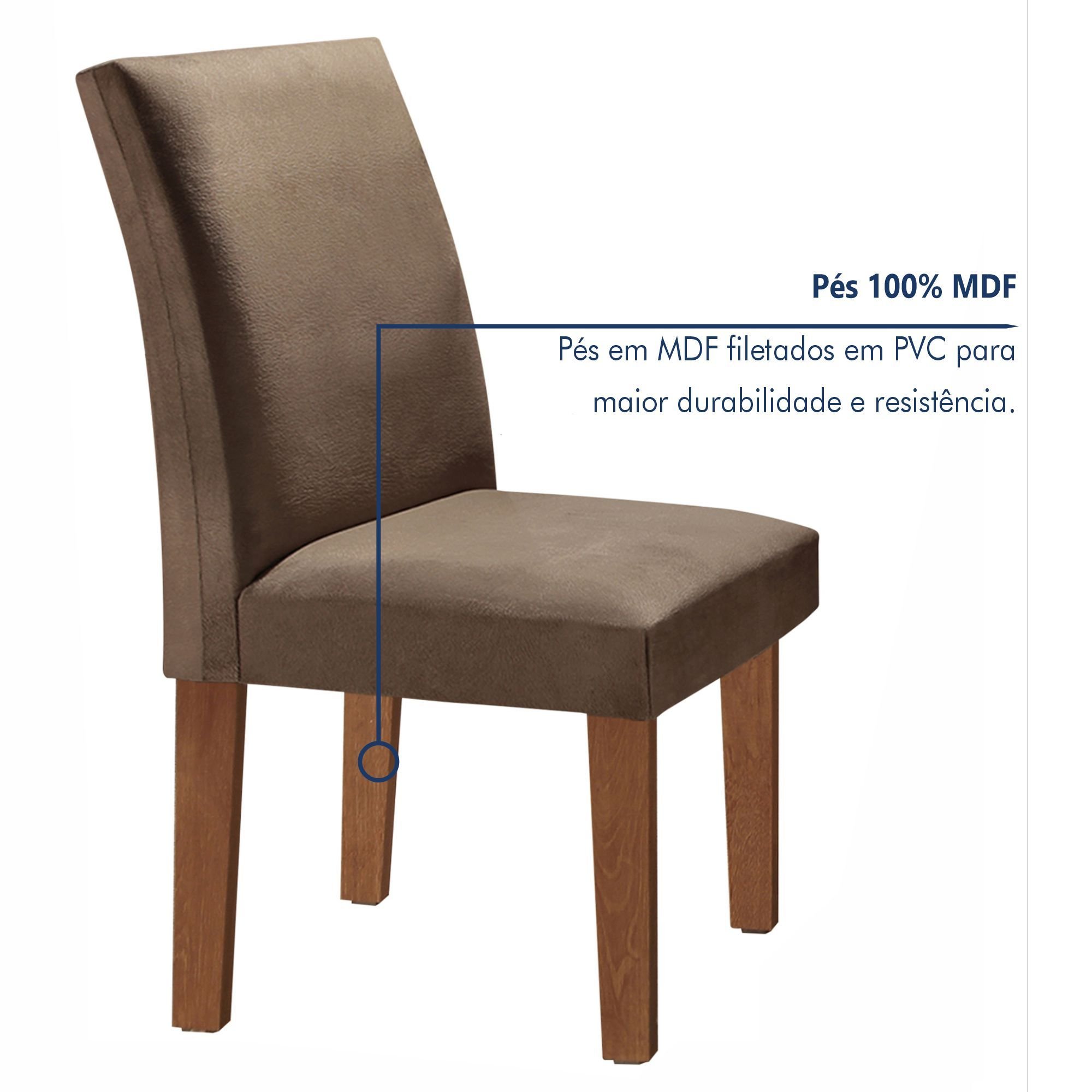 Conjunto Sala de Jantar Mesa Tampo de Vidro 6 Cadeiras Espanha Yescasa - 6