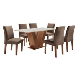 Conjunto Sala de Jantar Mesa Tampo de Vidro 6 Cadeiras Espanha Yescasa - 2