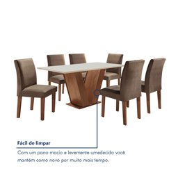 Conjunto Sala de Jantar Mesa Tampo de Vidro 6 Cadeiras Espanha Yescasa - 9