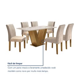 Conjunto Sala de Jantar Mesa Tampo de Vidro 6 Cadeiras Espanha Yescasa - 8