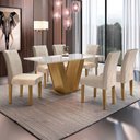 Ver imagem 2 de Conjunto Sala de Jantar Mesa Tampo de Vidro 6 Cadeiras Espanha Yescasa
