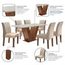 Ver imagem 3 de Conjunto Sala de Jantar Mesa Tampo de Vidro 6 Cadeiras Espanha Yescasa