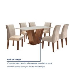 Conjunto Sala de Jantar Mesa Tampo de Vidro 6 Cadeiras Espanha Yescasa - 8