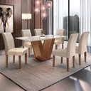 Ver imagem 1 de Conjunto Sala de Jantar Mesa Tampo de Vidro 6 Cadeiras Espanha Yescasa