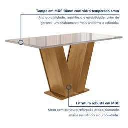 Conjunto Sala de Jantar Mesa Tampo de Vidro 4 Cadeiras Espanha Yescasa - 2