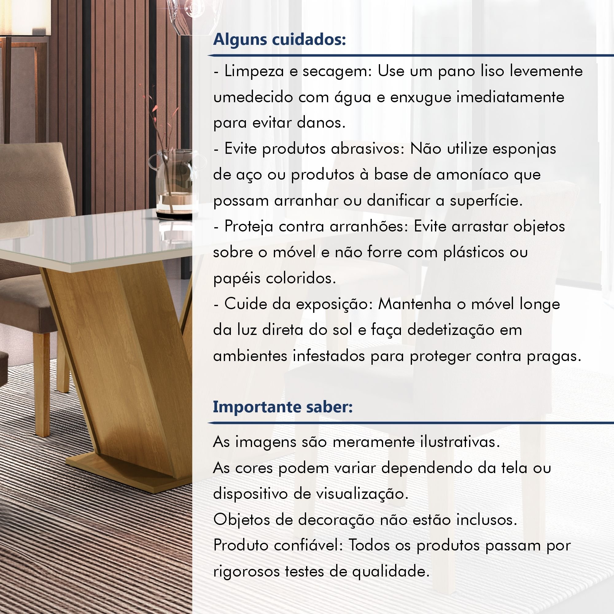 Conjunto Sala de Jantar Mesa Tampo de Vidro 4 Cadeiras Espanha Yescasa - 13