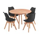 Ver imagem 1 de Conjunto Mesa de Jantar Redonda Vertice Madeira Maciça 105cm com 4 Cadeiras Leda Design Preta