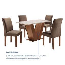 Conjunto Sala de Jantar Mesa Tampo de Vidro 4 Cadeiras Espanha Yescasa - 8
