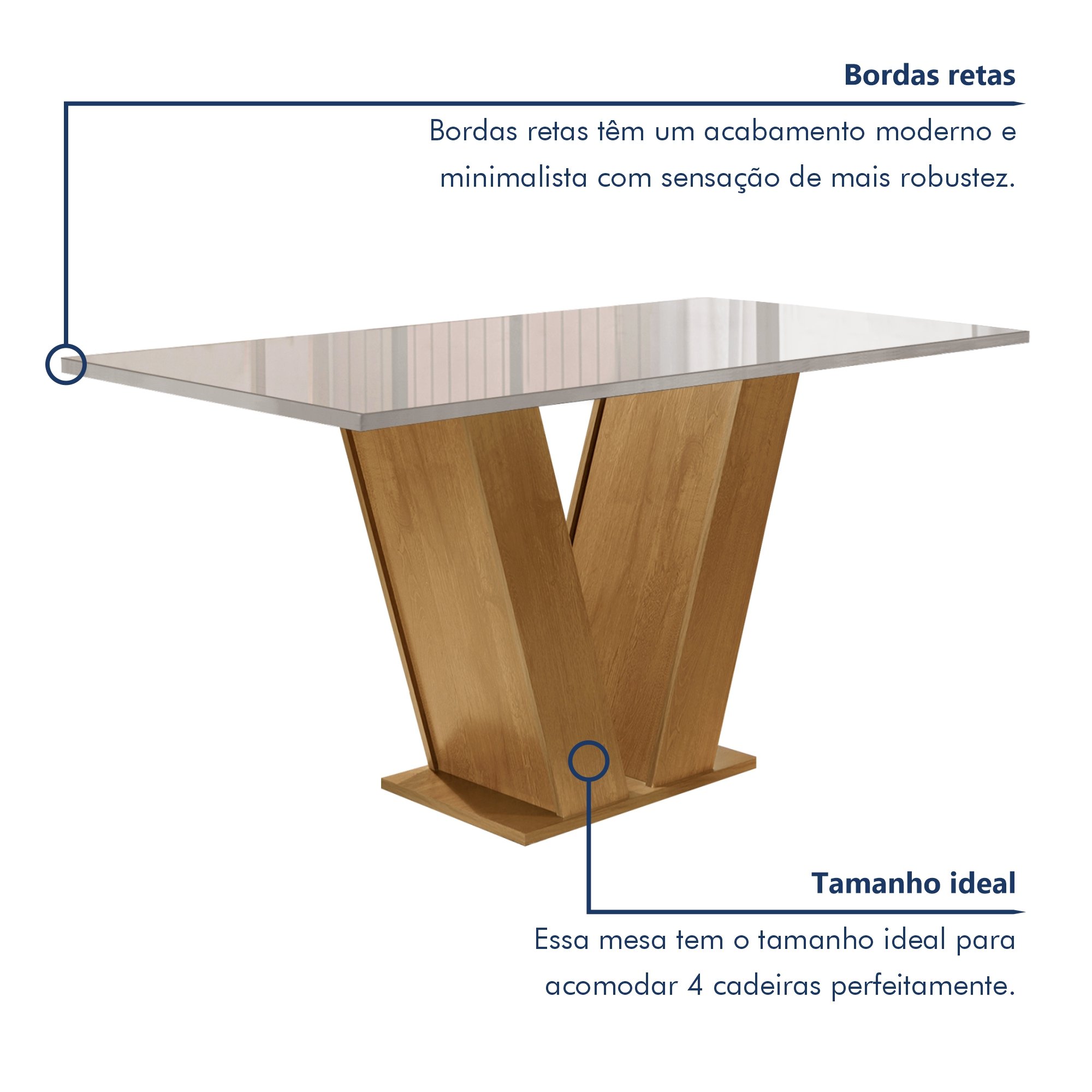 Conjunto Sala de Jantar Mesa Tampo de Vidro 4 Cadeiras Espanha Yescasa - 4