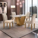 Ver imagem 1 de Conjunto Sala de Jantar Mesa Tampo de Vidro 4 Cadeiras Espanha Yescasa