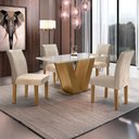 Ver imagem 1 de Conjunto Sala de Jantar Mesa Tampo de Vidro 4 Cadeiras Espanha Yescasa