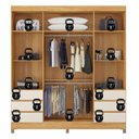 Ver imagem 3 de Guarda Roupa Roupeiro Roma 4 Portas com Espelho 6 Gavetas Cinamon Touch Off White Demóbile