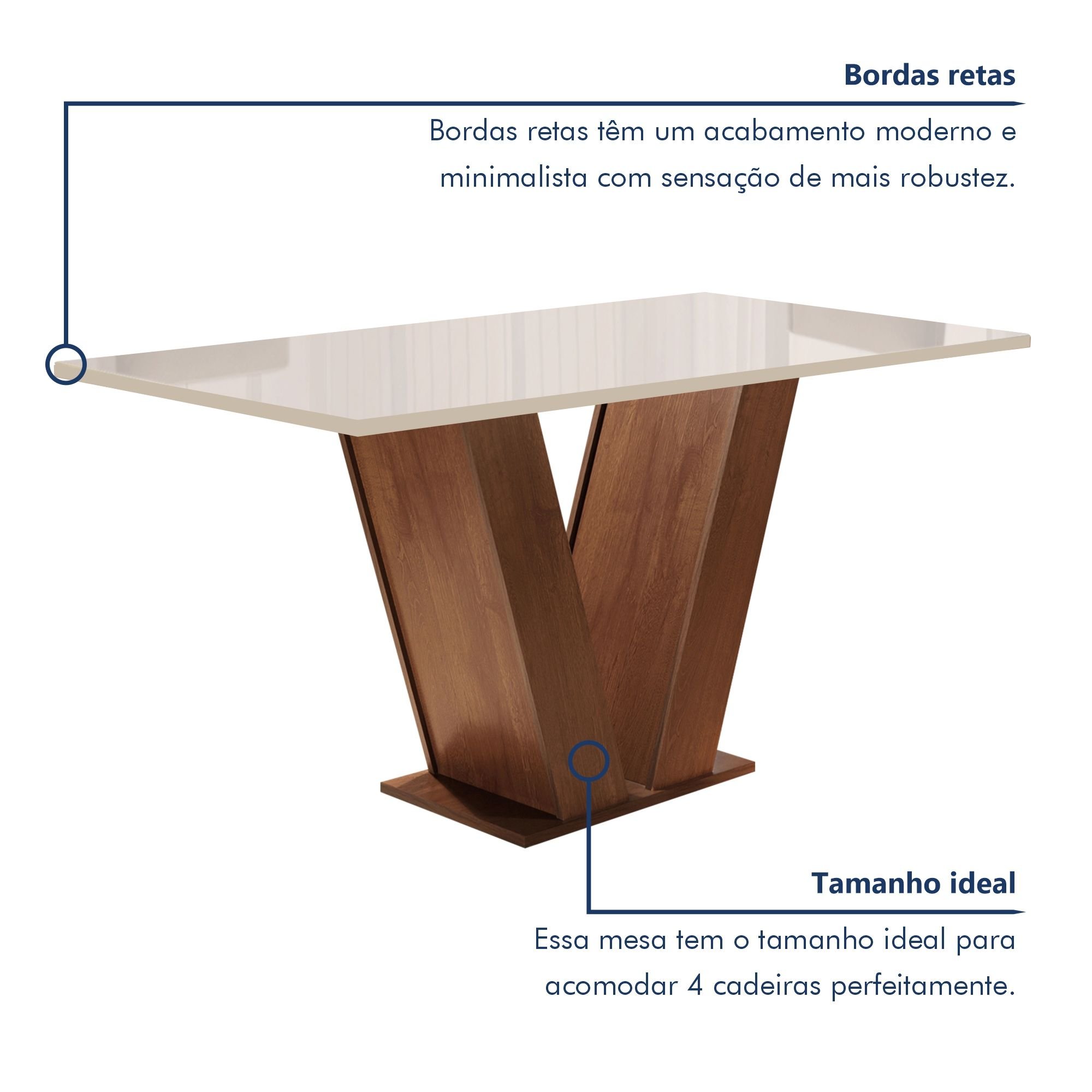 Conjunto Sala de Jantar Mesa Tampo de Vidro 4 Cadeiras Espanha Yescasa - 4