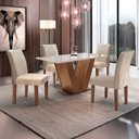 Ver imagem 1 de Conjunto Sala de Jantar Mesa Tampo de Vidro 4 Cadeiras Espanha Yescasa