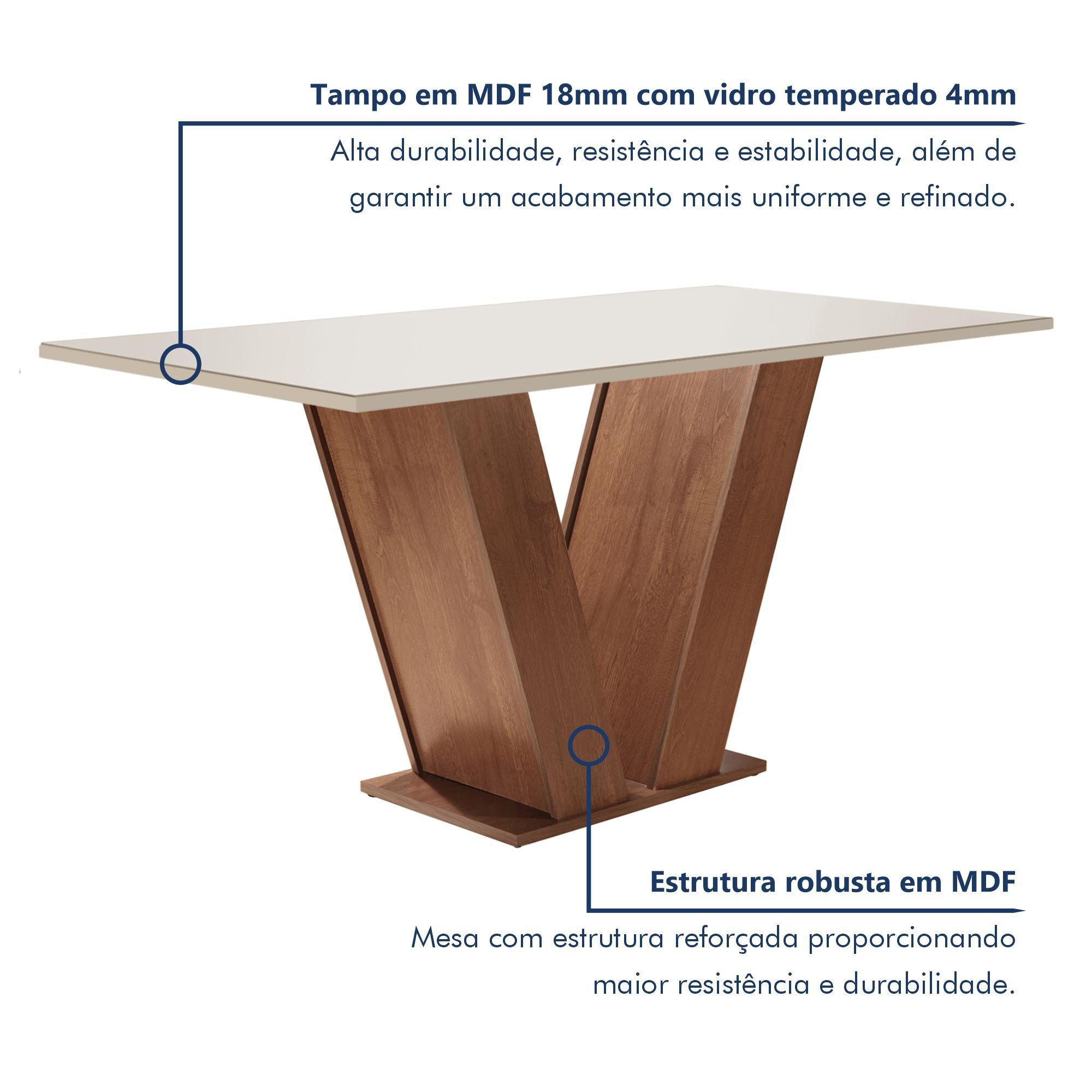 Conjunto Sala de Jantar Mesa Tampo de Vidro 4 Cadeiras Espanha Yescasa - 2