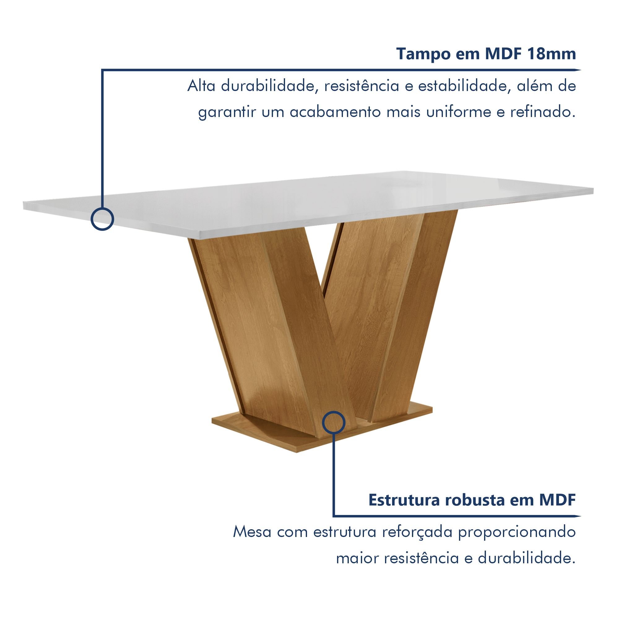 Conjunto Sala de Jantar Mesa Tampo MDF 6 Cadeiras Espanha Yescasa - 2