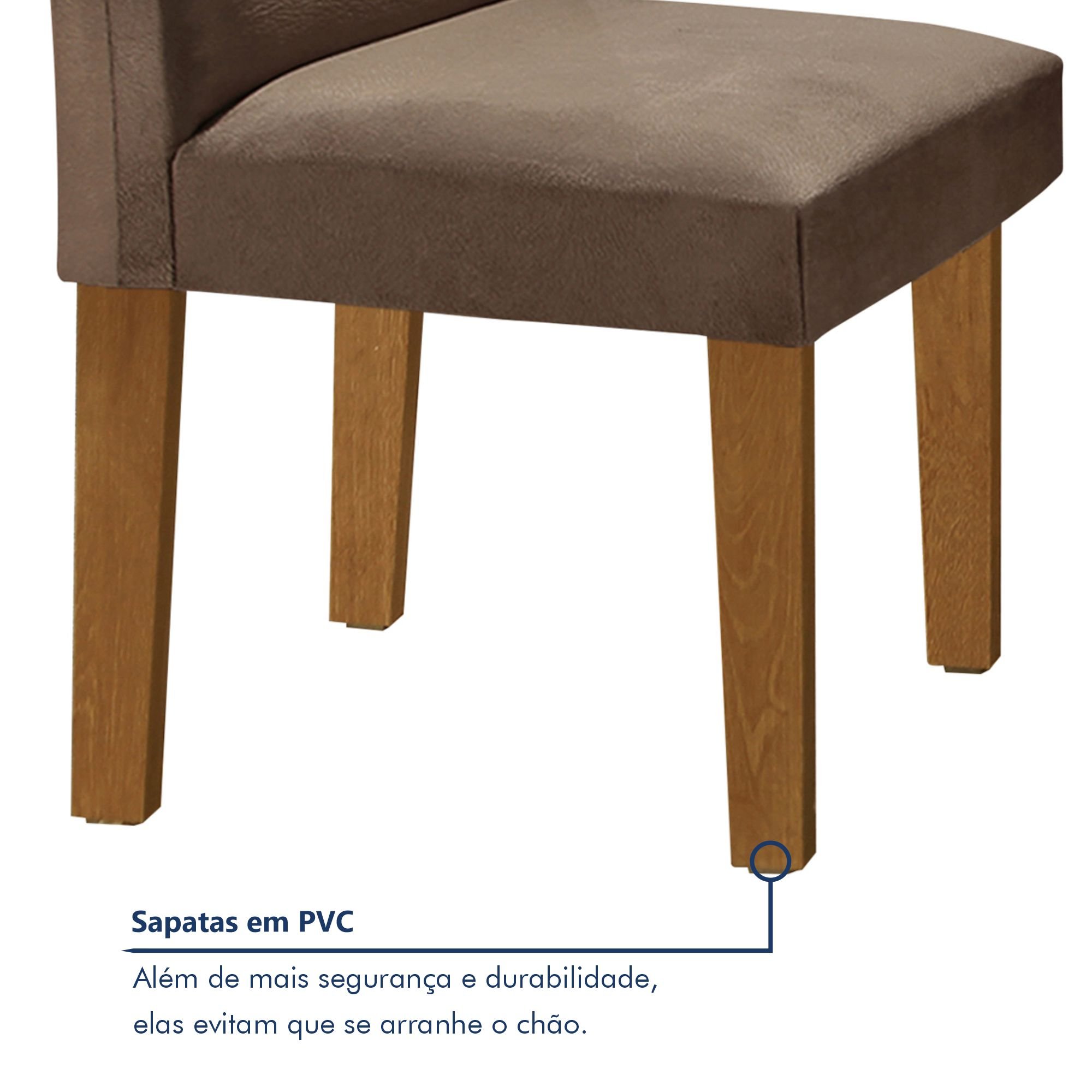 Conjunto Sala de Jantar Mesa Tampo MDF 6 Cadeiras Espanha Yescasa - 7