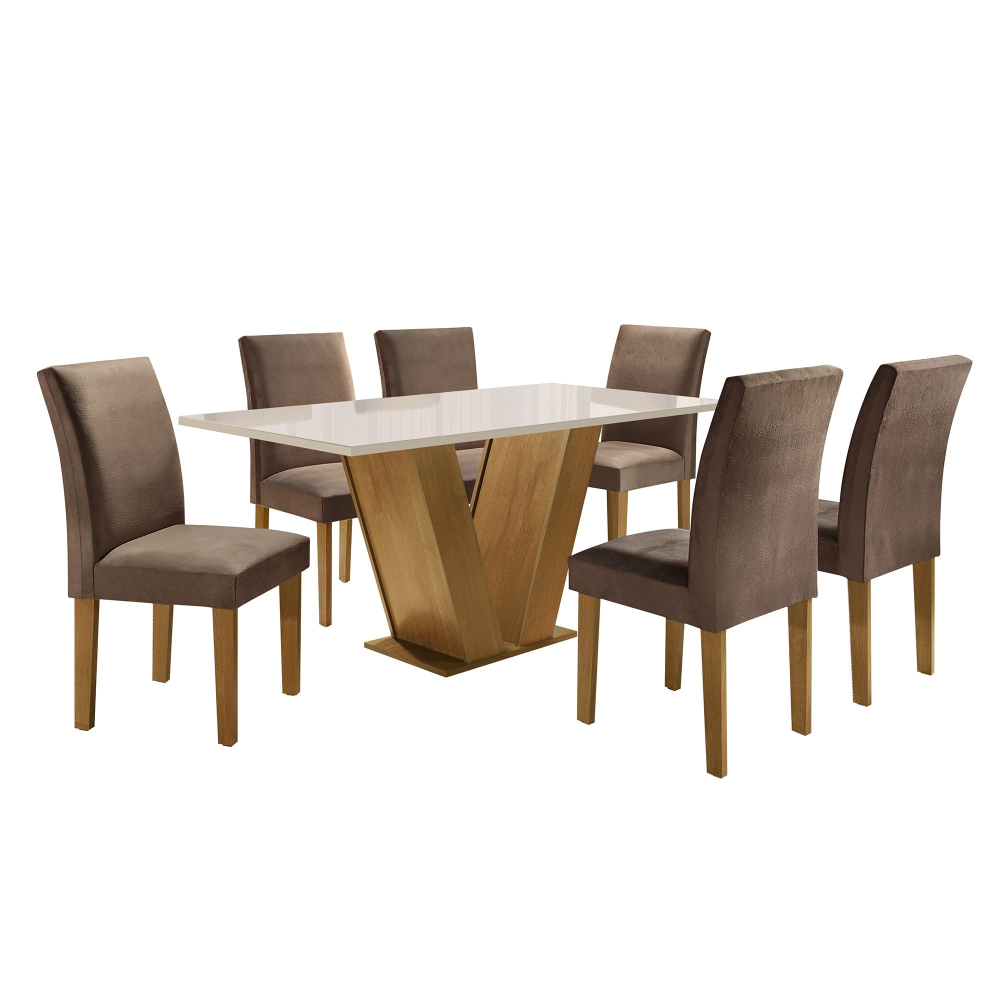 Conjunto Sala de Jantar Mesa Tampo MDF 6 Cadeiras Espanha Yescasa - 14