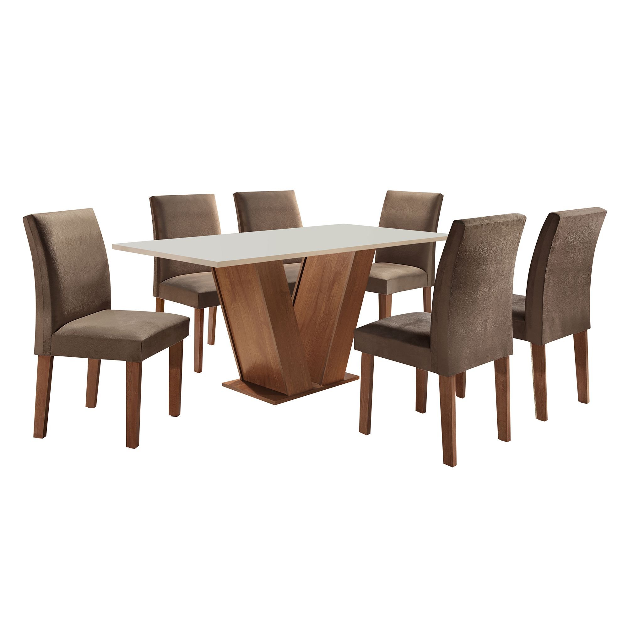 Conjunto Sala de Jantar Mesa Tampo MDF 6 Cadeiras Espanha Yescasa - 14