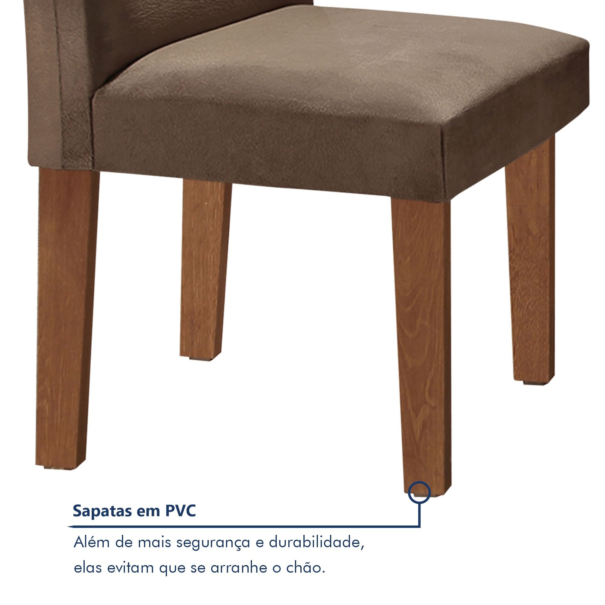 Conjunto Sala de Jantar Mesa Tampo MDF 6 Cadeiras Espanha Yescasa - 7