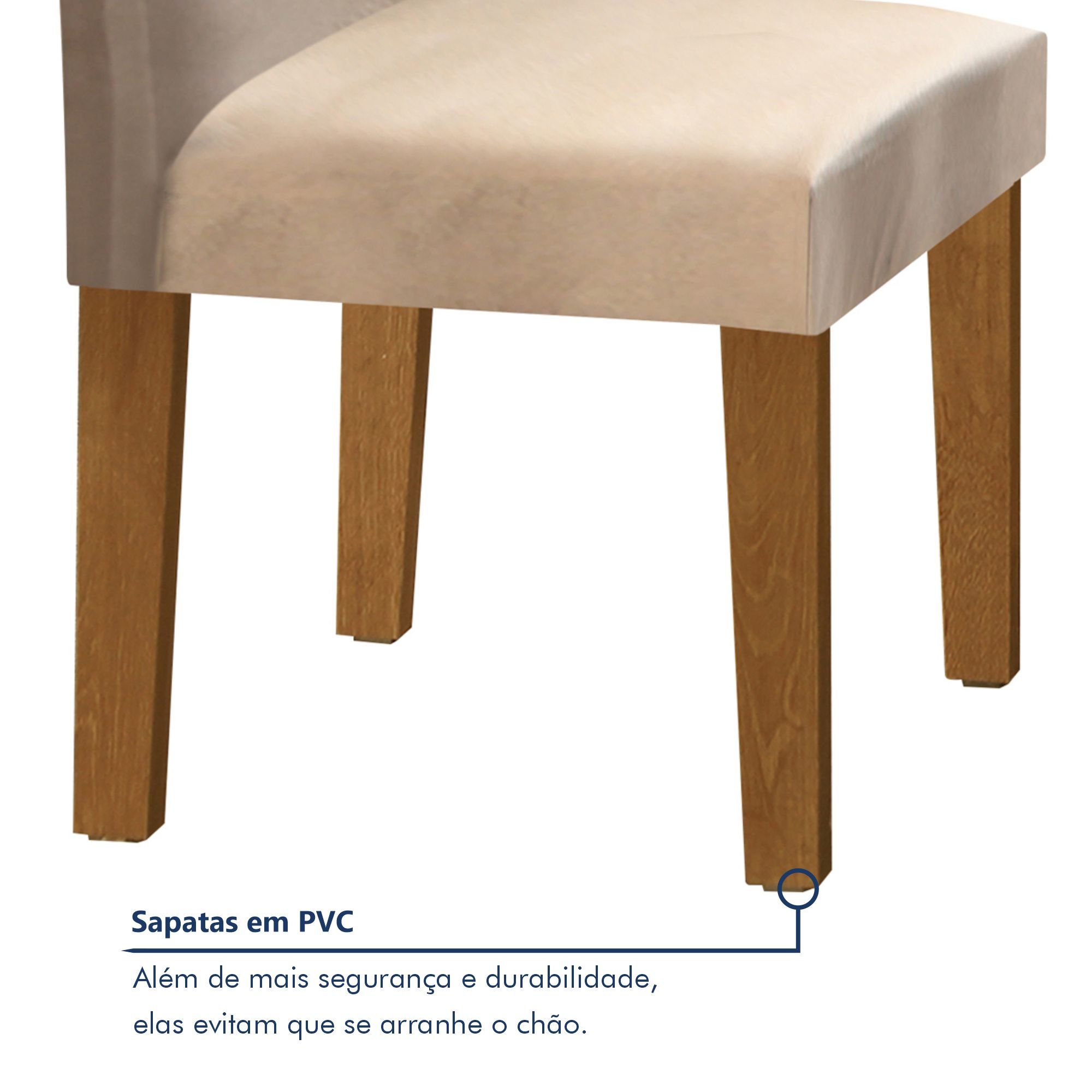 Conjunto Sala de Jantar Mesa Tampo MDF 6 Cadeiras Espanha Yescasa - 7