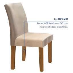 Conjunto Sala de Jantar Mesa Tampo MDF 6 Cadeiras Espanha Yescasa - 5