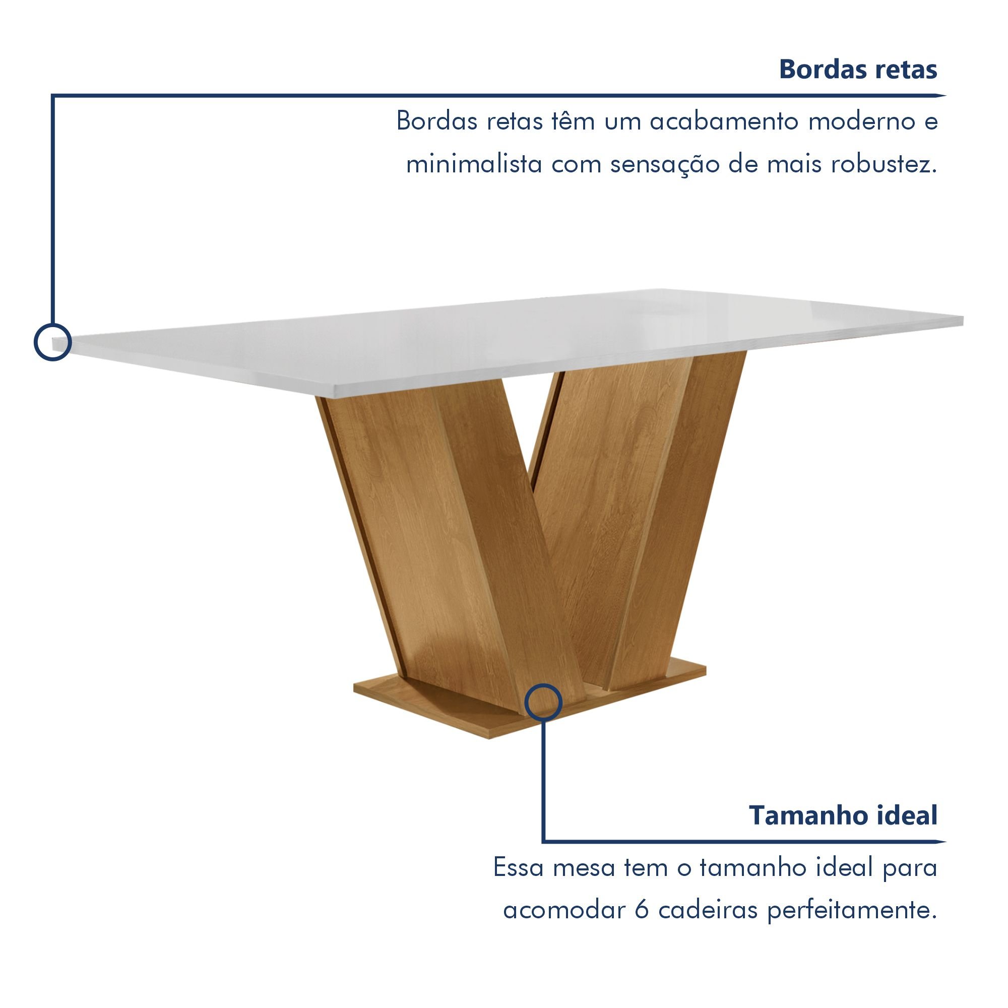 Conjunto Sala de Jantar Mesa Tampo MDF 6 Cadeiras Espanha Yescasa - 4