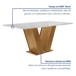 Conjunto Sala de Jantar Mesa Tampo MDF 6 Cadeiras Espanha Yescasa - 2