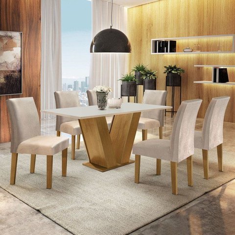Conjunto Mesa de Jantar Tampo MDF 6 Cadeiras Espanha Yescasa