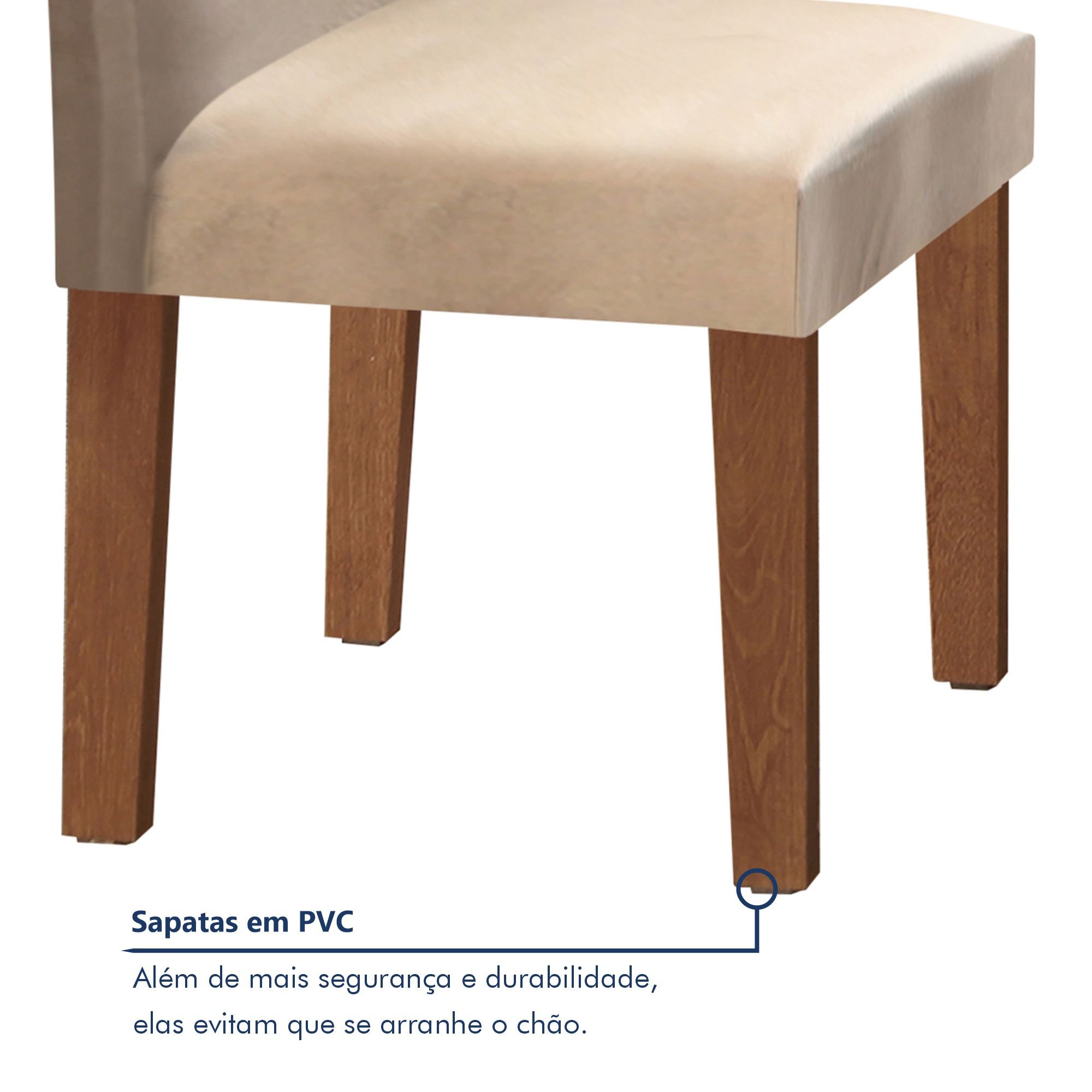 Conjunto Sala de Jantar Mesa Tampo MDF 6 Cadeiras Espanha Yescasa - 7