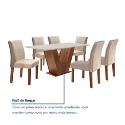 Conjunto Sala de Jantar Mesa Tampo Mdf 6 Cadeiras Espanha Yescasa - 9