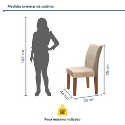 Conjunto Sala de Jantar Mesa Tampo Mdf 6 Cadeiras Espanha Yescasa - 11