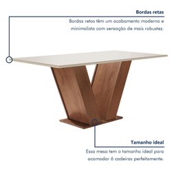 Conjunto Sala de Jantar Mesa Tampo Mdf 6 Cadeiras Espanha Yescasa - 5