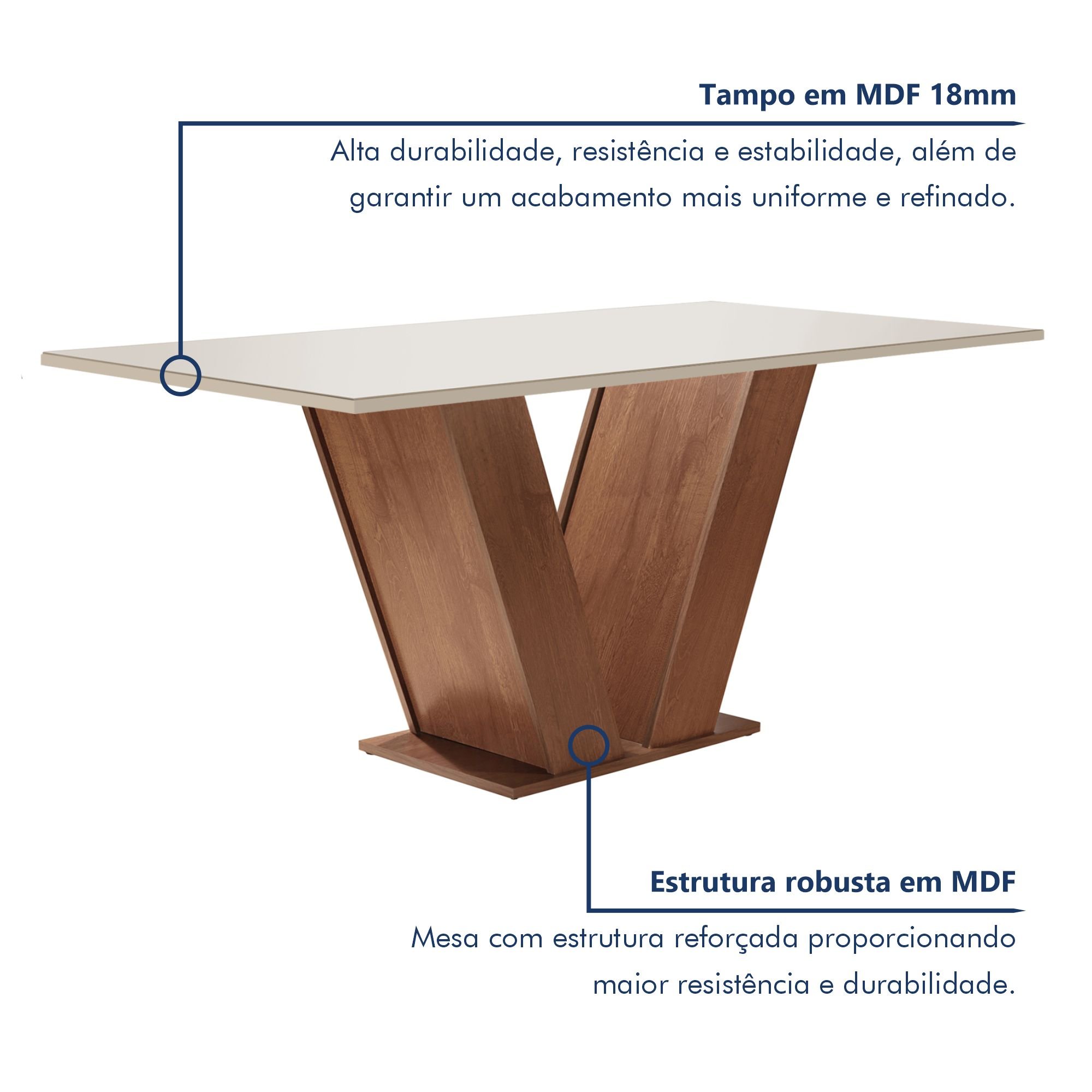 Conjunto Sala de Jantar Mesa Tampo MDF 6 Cadeiras Espanha Yescasa - 2