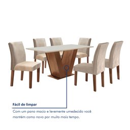 Conjunto Sala de Jantar Mesa Tampo Mdf 6 Cadeiras Espanha Yescasa - 8