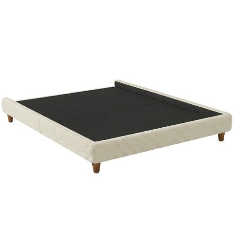 Cama Queen Base Box Pés Madeira 168 cm Otto Bouclé Off White - Nexta Casa
