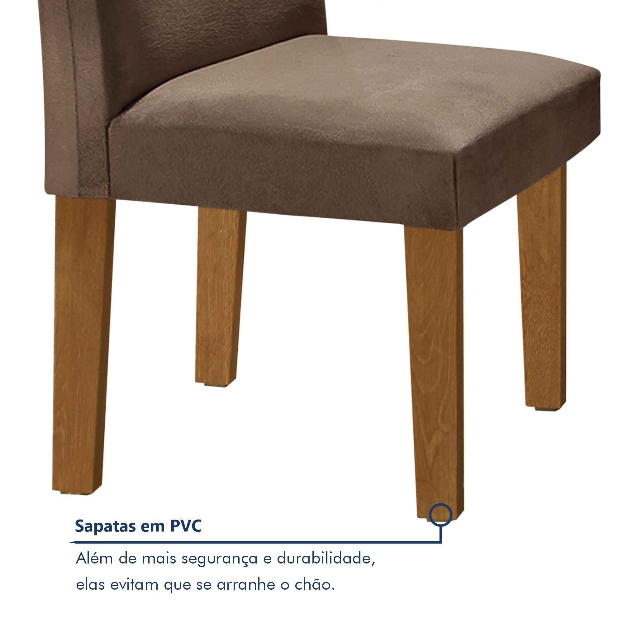 Conjunto Sala de Jantar Mesa Tampo MDF 4 Cadeiras Espanha Espresso Móveis - 7