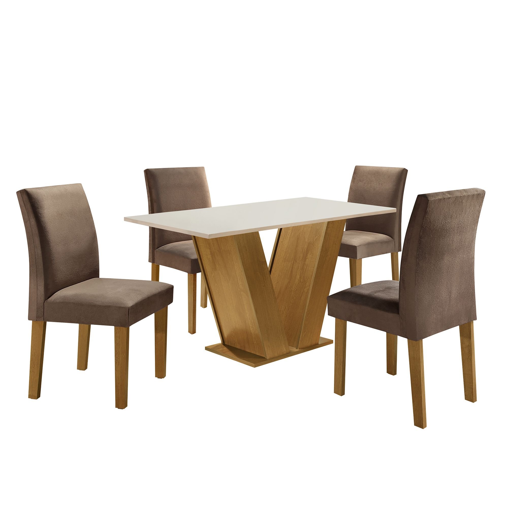 Conjunto Sala de Jantar Mesa Tampo MDF 4 Cadeiras Espanha Espresso Móveis - 14