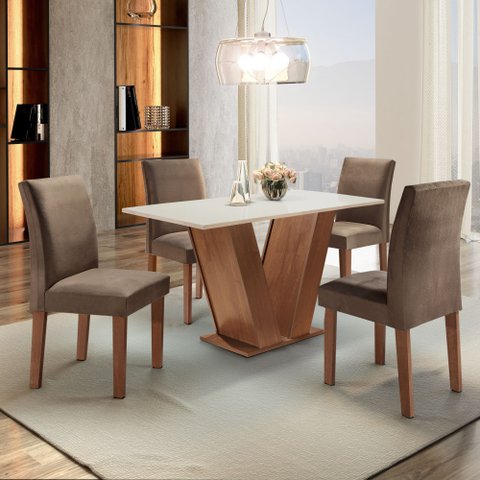 Mesa de Jantar com 4 Cadeiras Tampo MDF Espanha Yescasa