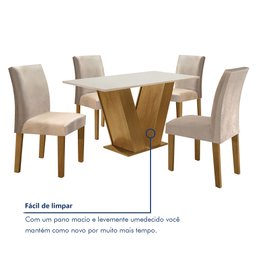 Conjunto Sala de Jantar Mesa Tampo MDF 4 Cadeiras Espanha Yescasa - 8