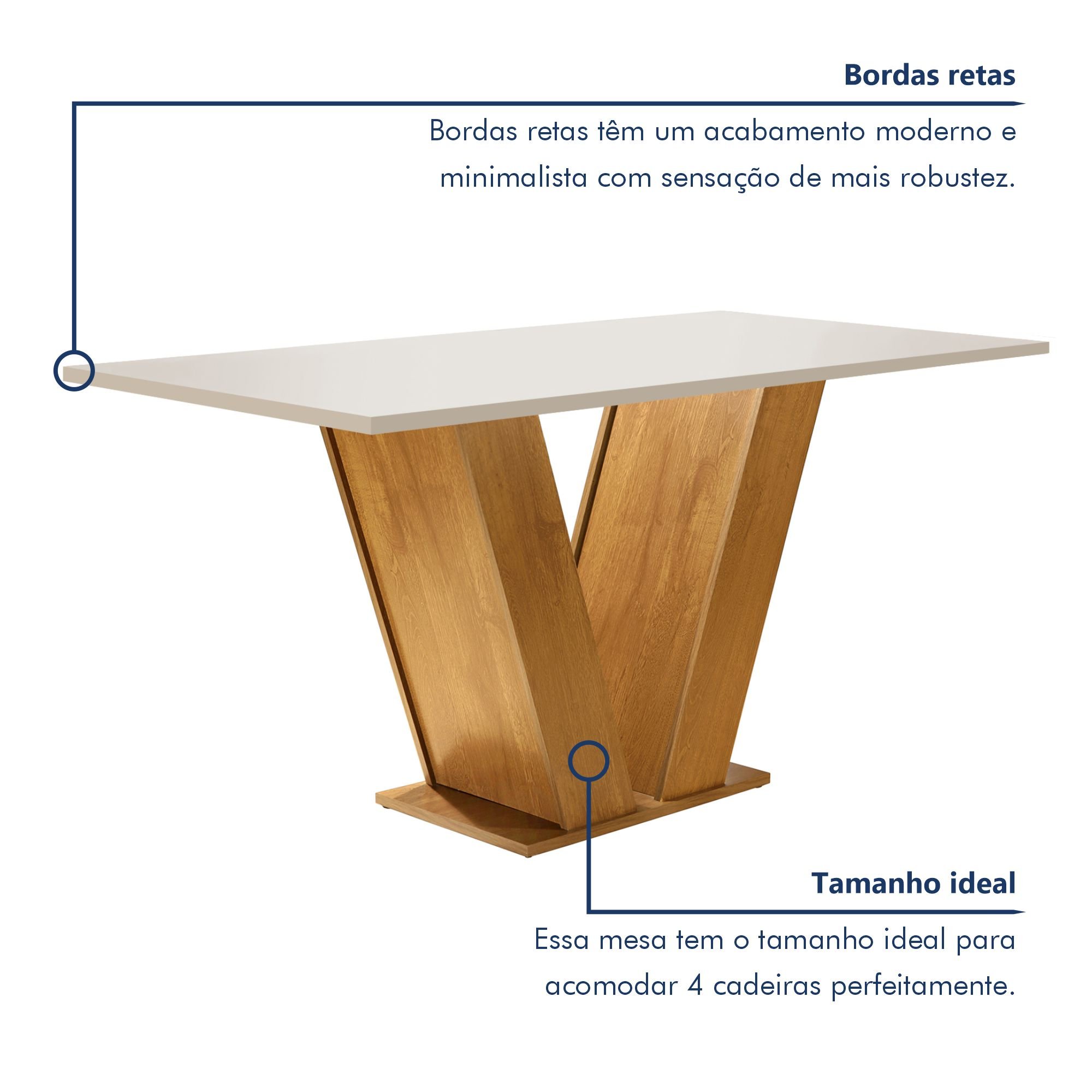 Conjunto Sala de Jantar Mesa Tampo MDF 4 Cadeiras Espanha Yescasa - 4