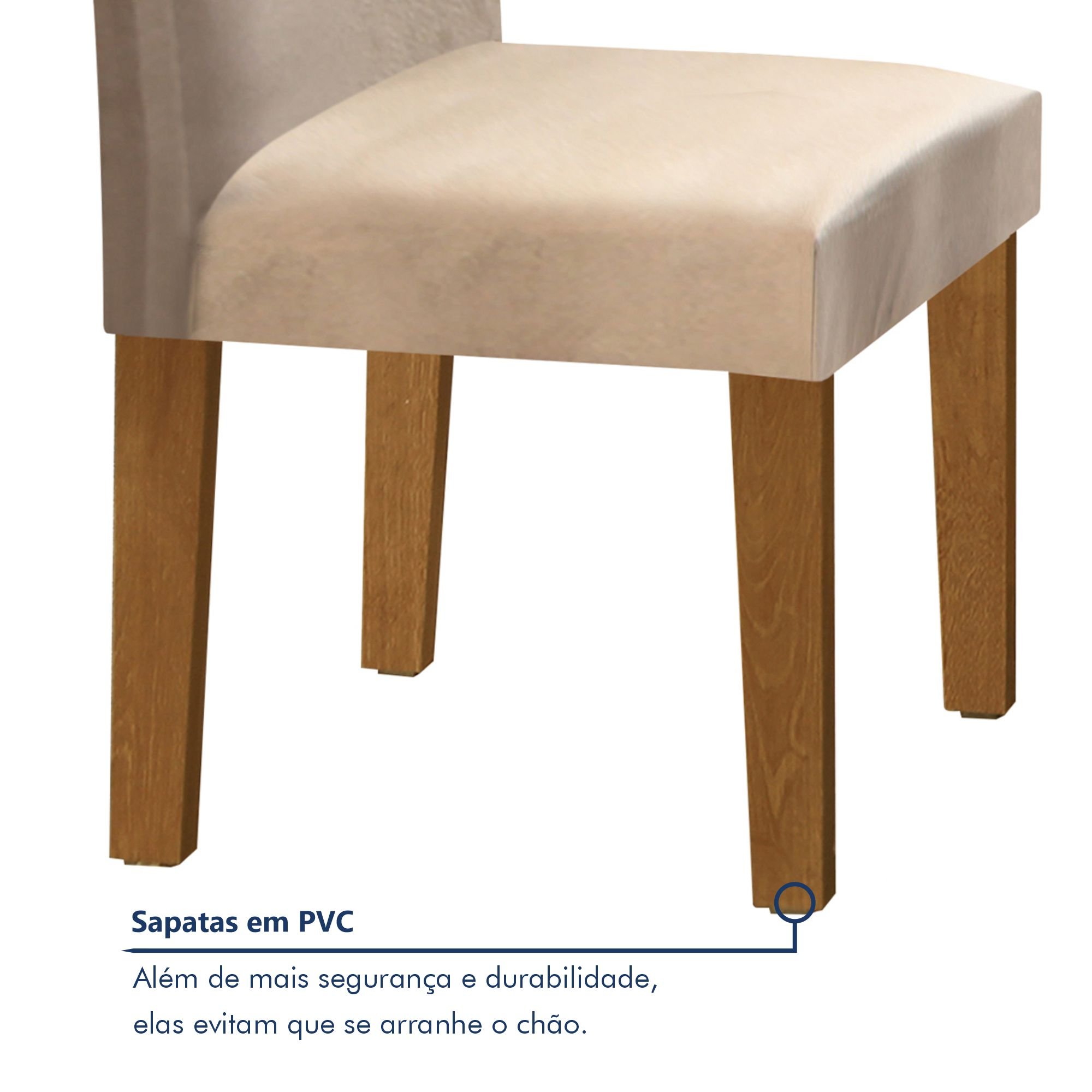 Conjunto Sala de Jantar Mesa Tampo MDF 4 Cadeiras Espanha Yescasa - 7