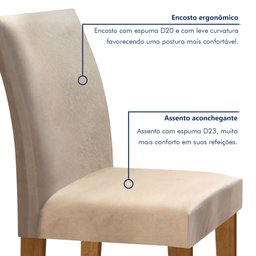 Conjunto Sala de Jantar Mesa Tampo MDF 4 Cadeiras Espanha Yescasa - 6