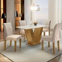 Ver imagem 1 de Conjunto Sala de Jantar Mesa Tampo MDF 4 Cadeiras Espanha Yescasa
