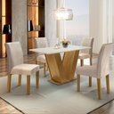 Ver imagem 1 de Conjunto Sala de Jantar Mesa Tampo MDF 4 Cadeiras Espanha Yescasa